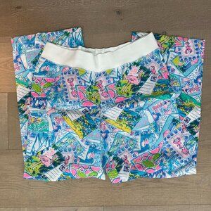 Lilly Pulitzer Beach Linen Palazzo Pants | Pop Up Wish You Were Here | NWOT | XL